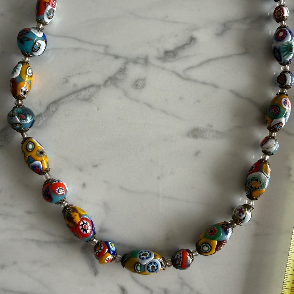 Authentic Murano Millefiori Glass Bead Necklace | Vintage Venetian | Graduated - Picture 7 of 13